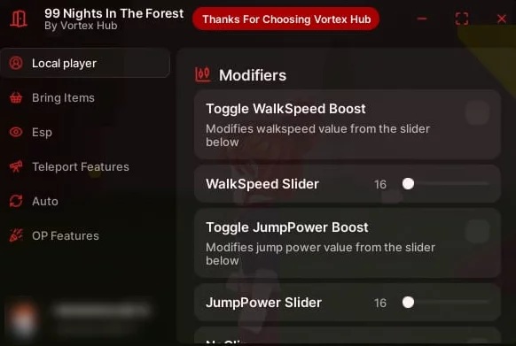 Vortex Hub 99 Nights in the Forest Script