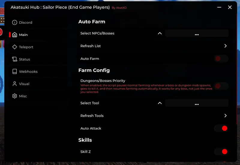 Akatsuki Hub Sailor Piece - Auto Farm, Auto Attack, Teleport