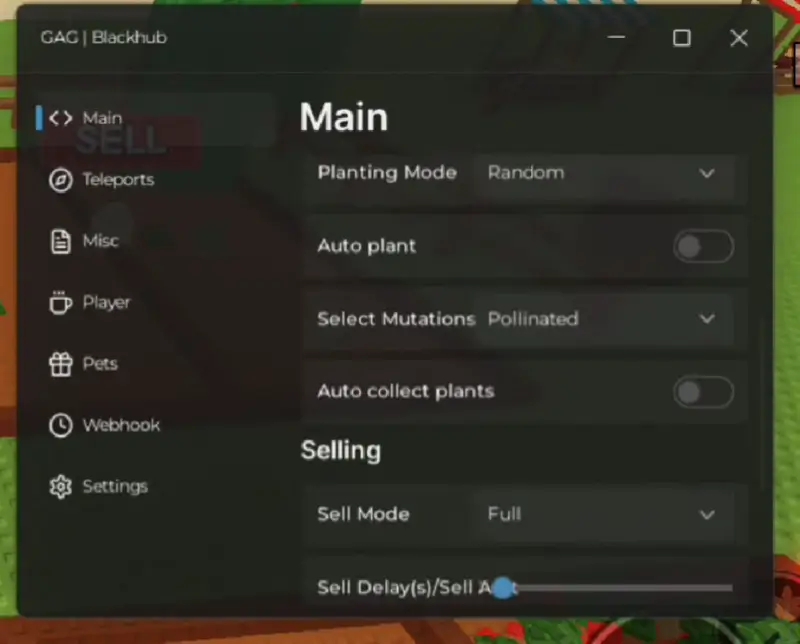 Grow a Garden Black Hub Script For GAG