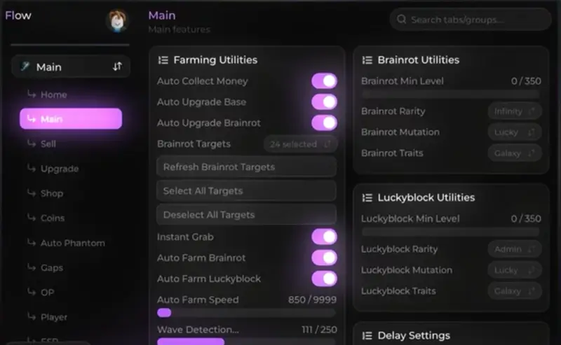 Flow hub Escape Tsunami For Brainrots Scripts - Auto Farm, Auto Collect