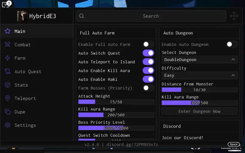 HybridE3 Sailor Piece Script No Key - Auto Farm, Auto Dungeon