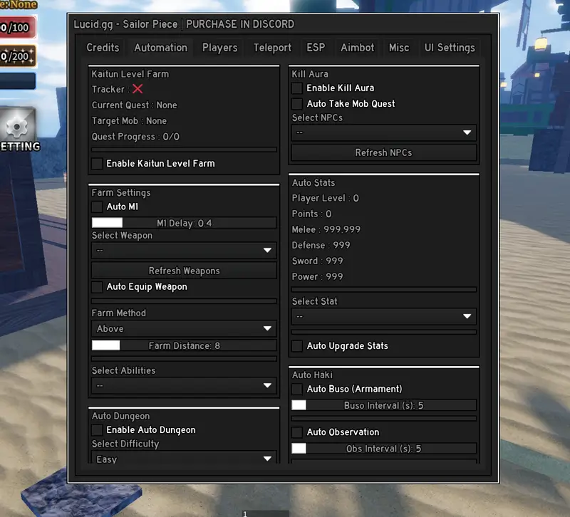 Lucid Sailor Piece Script No Key - Auto Farm, Aimbot, ESP