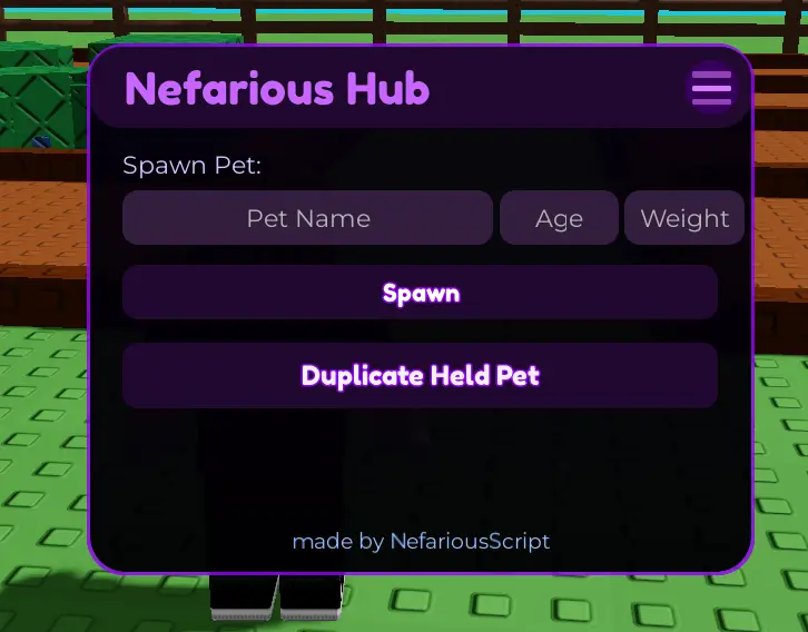 Nefarious Grow a Garden Pet Spawn & Dupe Script