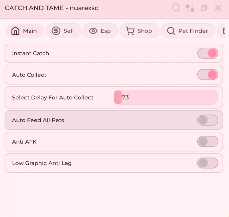 Nuarexse Hub Catch and Tame Script - Pet Finder, Auto Collect