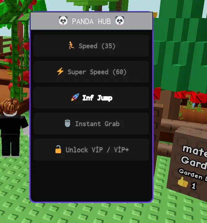 Panda Hub Grow a Garden Script No Key - Inf Jump, Speed