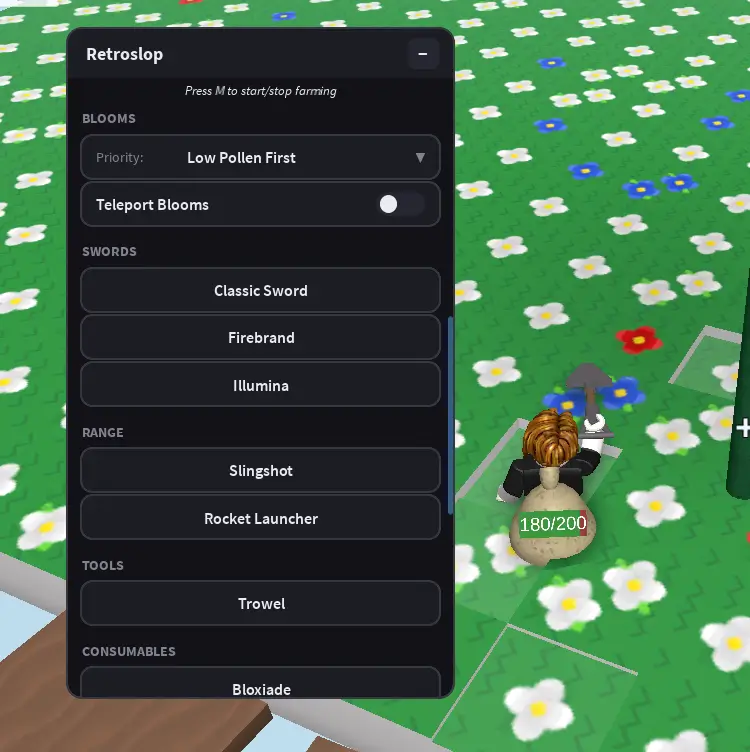Retroslop [Keyless] Bee Swarm Simulator - Auto Farm, Auto Collect