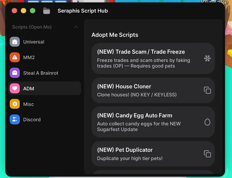 Seraphis Hub Free Adopt Me Pet Duplicator Script Hub