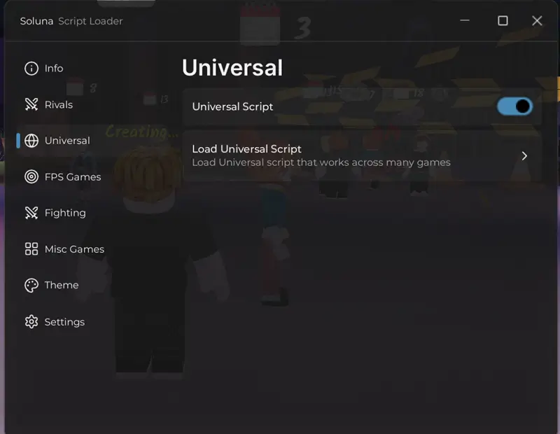 Soluna Universal Script Keyless - FPS, Fighting Features
