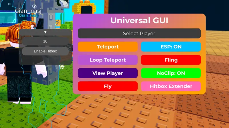 Universal GUI Script [No Key] Fly, Fling, ESP, Teleport