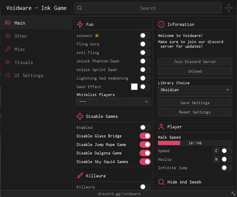 Voidware Ink Game Script Keyless - Auto Win, God Mode